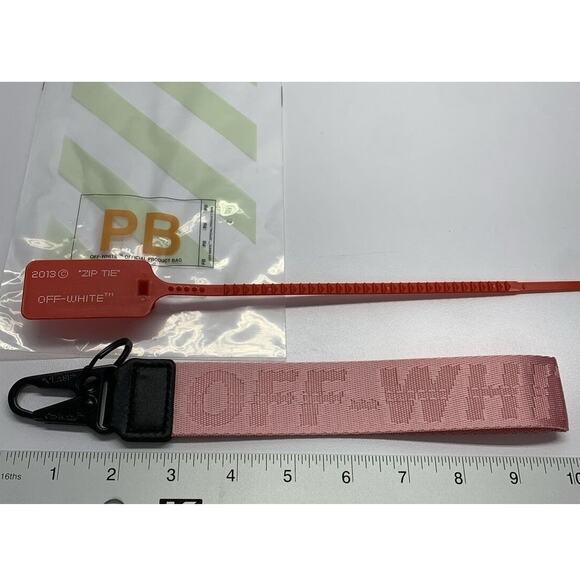 OFF-WHITE Lanyard Keychain Industrial Clasp All Pink & New Red Zip Tie - Picture 1 of 4
